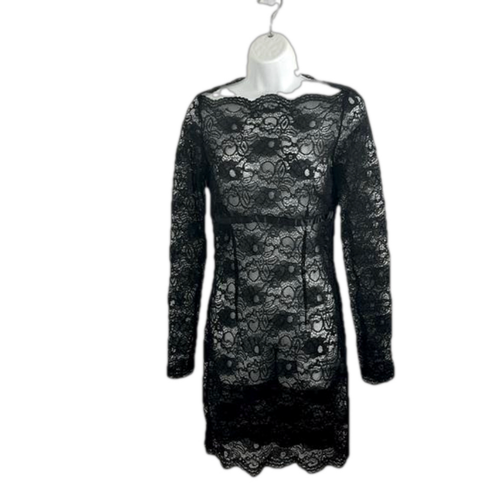 Unbranded Black Lace Overlay Dress Women's Size S